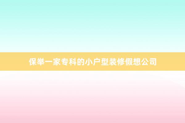 保举一家专科的小户型装修假想公司